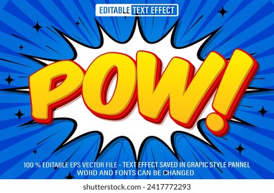 Editable 3d text style effect - Pow Comic  text effect Template	