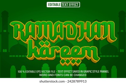 Editable 3d text style effect - Ramadhan Kareem text effect Template