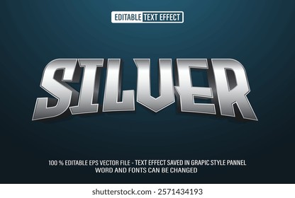 Editable 3d text style effect - Silver text effect Template