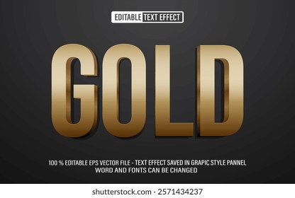 Editable 3d text style effect - Golden Bold text effect Template