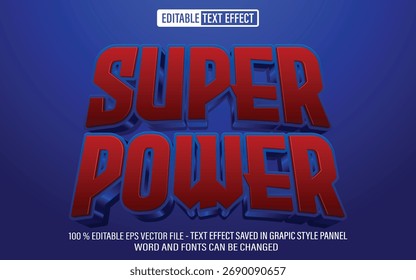 Effet de style de texte 3d modifiable - Template d'effet de texte Super Power