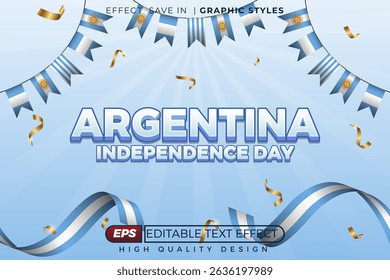 Editable 3d vector argentina independence day, premium template design