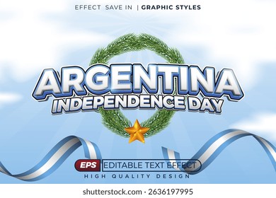 Editable 3d vector argentina independence day, premium template design