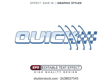 Editable 3d vector text effect quick with y2k rally theme 