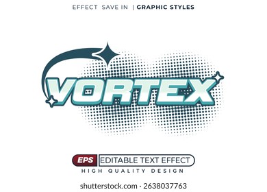 Editable 3d vector text effect vortex with y2k theme