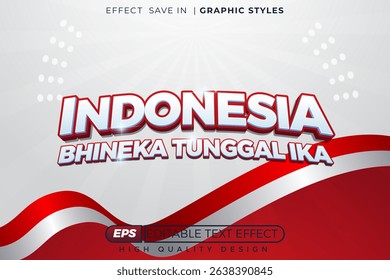 Editable 3d vector text effect indonesia bhineka tunggal ika