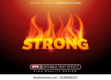 Editable 3d vector text effect strong with fire effect