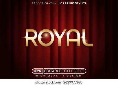 Editable 3d vector text effect royal with red curtain