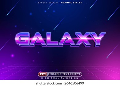 Editable 3d vector text effect galaxy for gaming  flyer, poster design