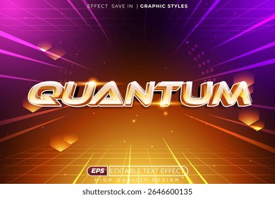Editable 3d vector text effect quantum for gaming poster,flyer design