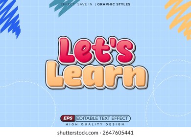 Efeito de texto vetorial 3d editável, vamos aprender para design de cartaz educacional