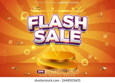 Editable 3d vector text effect flash sale template