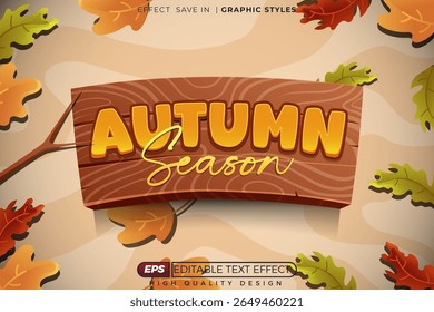 Editable 3d vector text effect autumn season for poster design