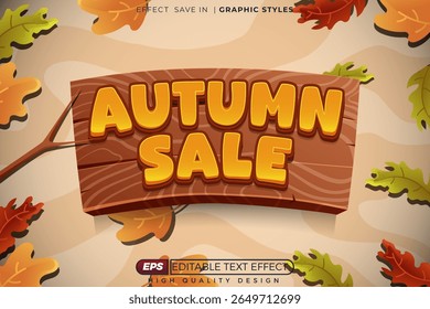 Editable 3d vector text effect autumn sale for harvest poster design