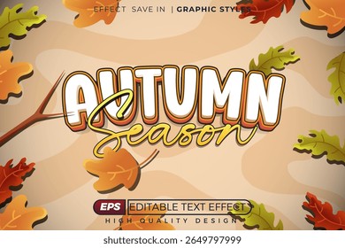 editable 3d vector text effect autumn season for festival poster design