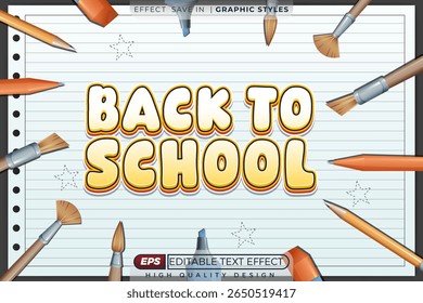  Editable 3d vector text effect back to school for education poster design