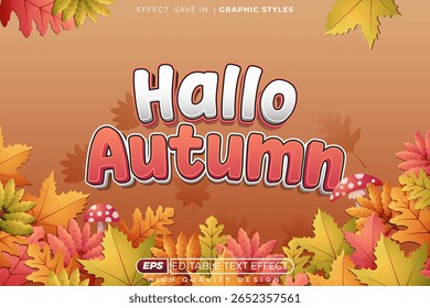 Effet texte d'Image vectorielle 3d modifiable hallo automne pour la conception saisonnière