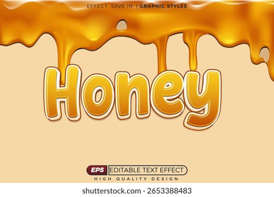 Projeto de modelo de mel de efeito de texto vetorial 3d editável