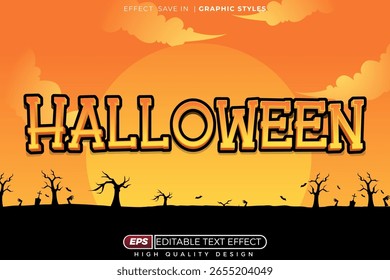 Editable 3d vector text effect halloween for seasonal design poster