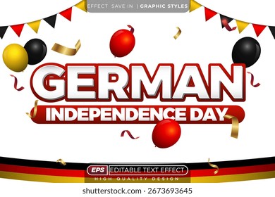 Editable 3d vector text effect german independence day  for celebration poster design