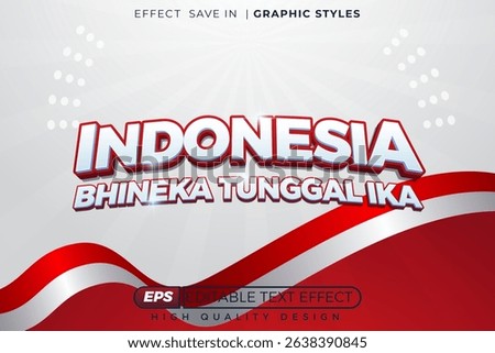Editable 3d vector text effect indonesia bhineka tunggal ika