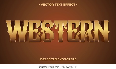 Efeito de texto ocidental vintage 3d editável Estilo de fonte clássico