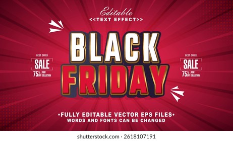 editable 3d white Black friday bold text effect.typhography logo