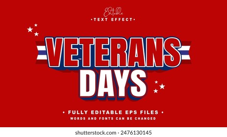 editable 3red and white veterans days text effect.typhography logo