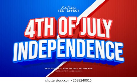 Editable 4th of July 3d text effect, Independence Day of America text style effect