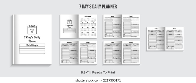 Editable 7 Days Daily Planner KDP Interior Design