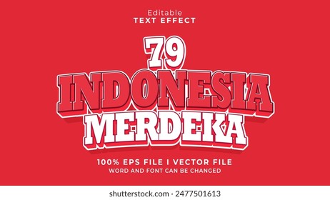 editable 79 indonesia merdeka text effect.typhography logo