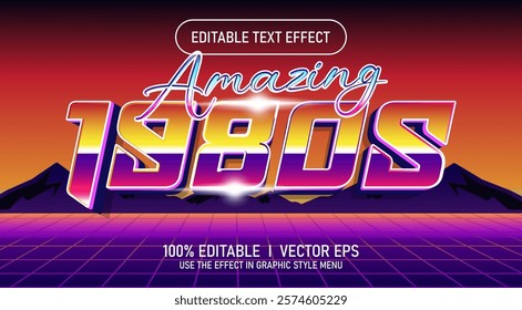 editable 80s vector text effect with modern style design