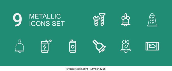 Editable 9 Metallic Icons Web Mobile Stock Vector Royalty Free