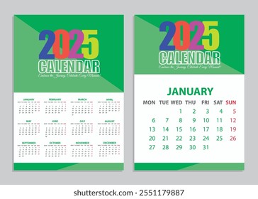 Calendario A3 2025 editable para Illustrator | Plantilla de Vector personalizable para impresión y digital | Calendario mensual 2025 con Días festivos, eventos y funciones totalmente editables para un uso fácil.