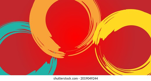 Editable abstract background with triple ellipses and multiple colorful backgrounds. Suitable for the background template of social media post, banner, and cover.