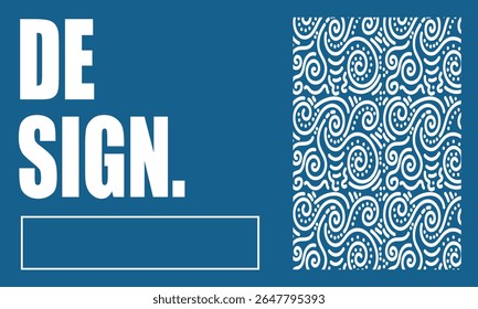 Editable abstract background with white swirl patterns on a blue canvas. Perfect for posters, templates, digital design, or layout accents. Simple, stylish, and modern.