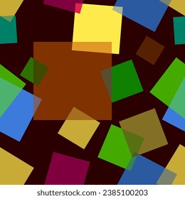 Editable Abstract Colorful Rectangles Seamless Pattern With Dark Background for Decorative Element