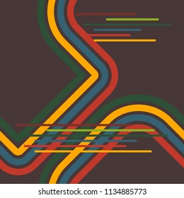 Editable Abstract Retro Bent Lines Vector Seamless Pattern for Creating Background and Decorative Element for Any Purposes