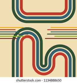 Editable Abstract Retro Curved Lines Vector Seamless Pattern for Creating Background and Decorative Element for Any Purposes