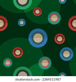 Editable Abstract Soft Color Circles Dark Background Vector Seamless Pattern
