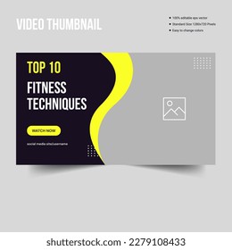 Editable abstract video thumbnail banner template design, fitness and body massage cover banner template design, vector eps 10 file format