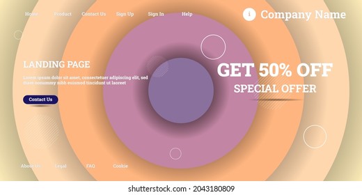 Editable abstract website background with attractive orange gradient mesh and dummy text for website template preview. Liquid pastel background design. Fluid gradient shapes composition.