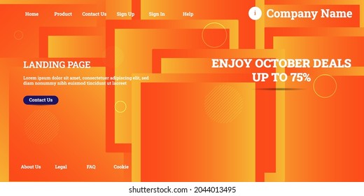 Editable abstract website background with attractive orange gradient mesh and dummy text for website template preview. Abstract minimal orange background with geometric creative and minimal gradient