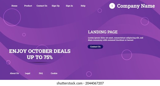 Editable abstract website background with attractive violet gradient mesh and dummy text for website template preview. Minimal geometric purple abstract background, dynamic shape composition