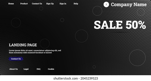 Editable Abstract Website Background With Attractive Black Gradient Mesh And Dummy Text For Website Template Preview Like The Menu For Landing Page, Contact Us, Home, About Us, Sign In, And Others.