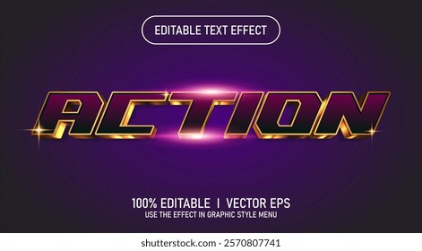 editable action 3d vector text effect with modern style design