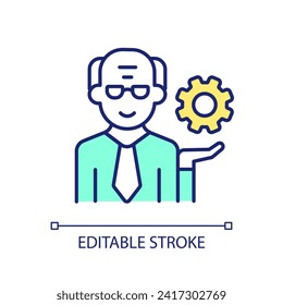 Editable adapted jobs icon representing unretirement, isolated vector, thin line illustration.