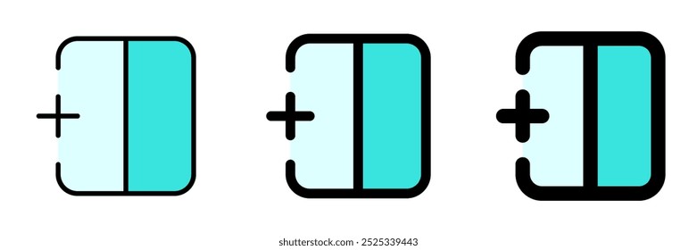 Editável adicionar coluna ao ícone de vetor esquerdo. Parte de uma grande família de conjuntos de ícones. Perfeito para interfaces web e app, apresentações, infográficos, etc