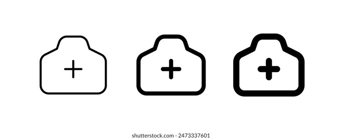 Editierbares Foto-Vektorgrafik-Symbol hinzufügen. Karte, Lage, Navigation. Teil einer großen Icon-Set-Familie. Ideal für Web- und App-Interfaces, Präsentationen, Infografiken usw