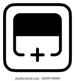 Editable add row below vector icon. Part of a big icon set family. Perfect for web and app interfaces, presentations, infographics, etc